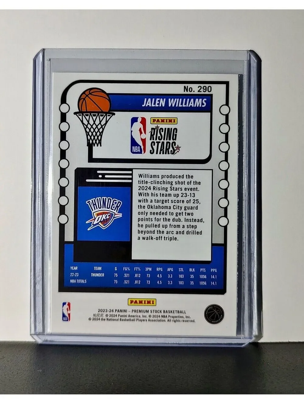 Jalen Williams 2023-24 Panini Premium NBA Hoops Rising Stars #290 Card Thunder